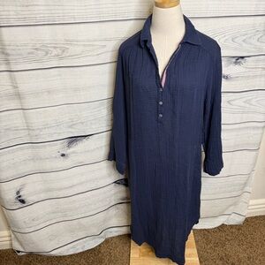 Sundry Deep Blue Button Down Shirt Dress